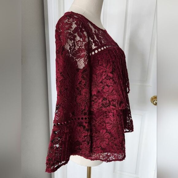 Laundry Burgundy Lace Top - Size XS - Picture 5 of 8